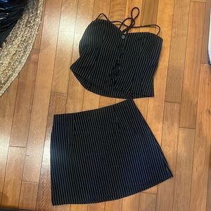 Princess Polly Luca Set Black Stripe - WORN ONCE!